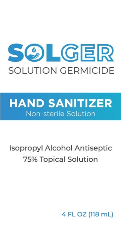 118 mL Label Front (Solger Hand Sanitizer 4oz Front)